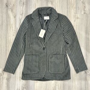 NWT Universal Thread Gray Pinstripe Blazer Satin Lined Business Jacket Size S